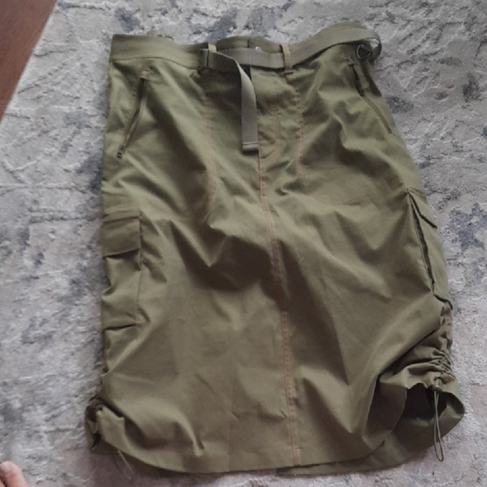 Olive Green Utility Cargo Skirt with Belt